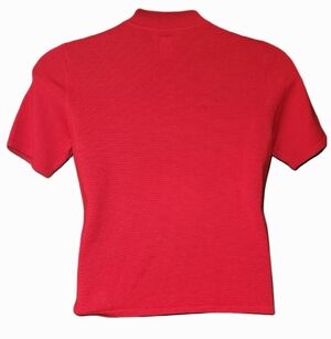 Pendleton Red Short Sleeve Merino Wool Sweater Medium Mock Neck Tomato Girl